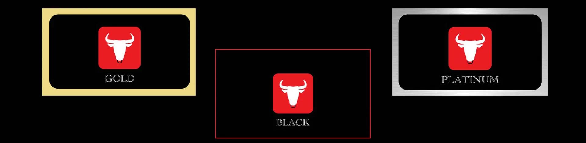 A black and red logo with a bull on it.