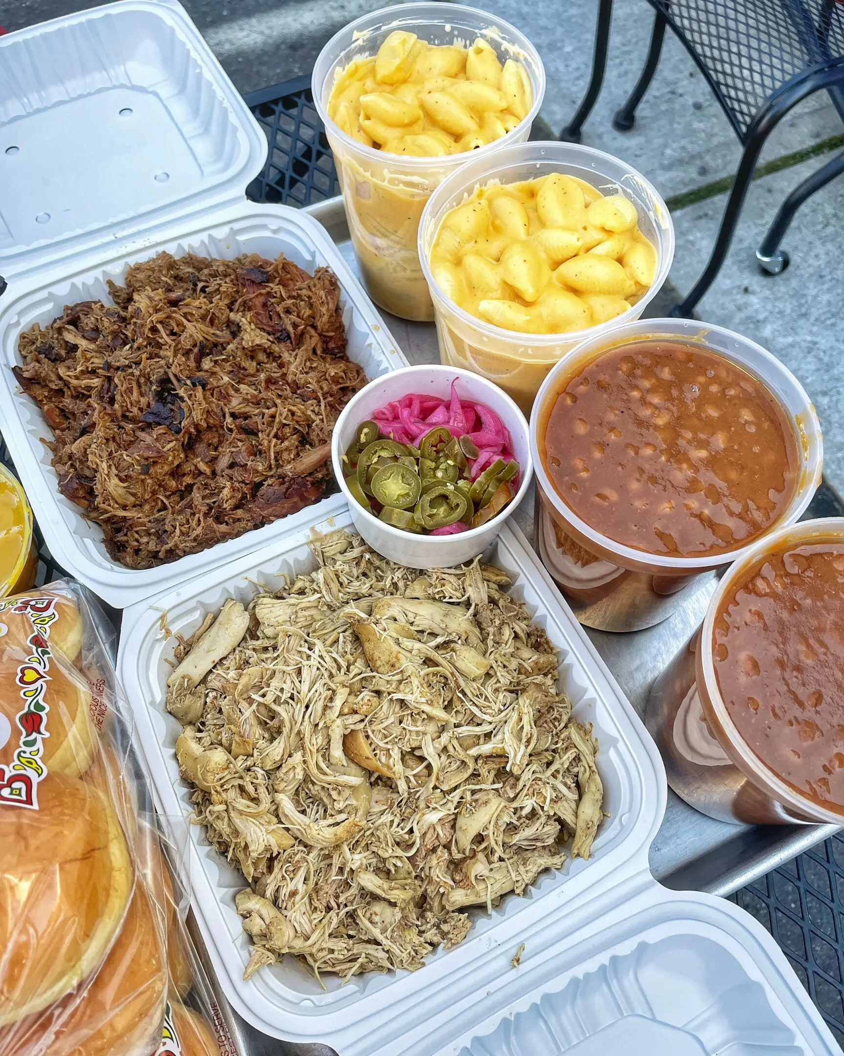 A table filled with different types of food.