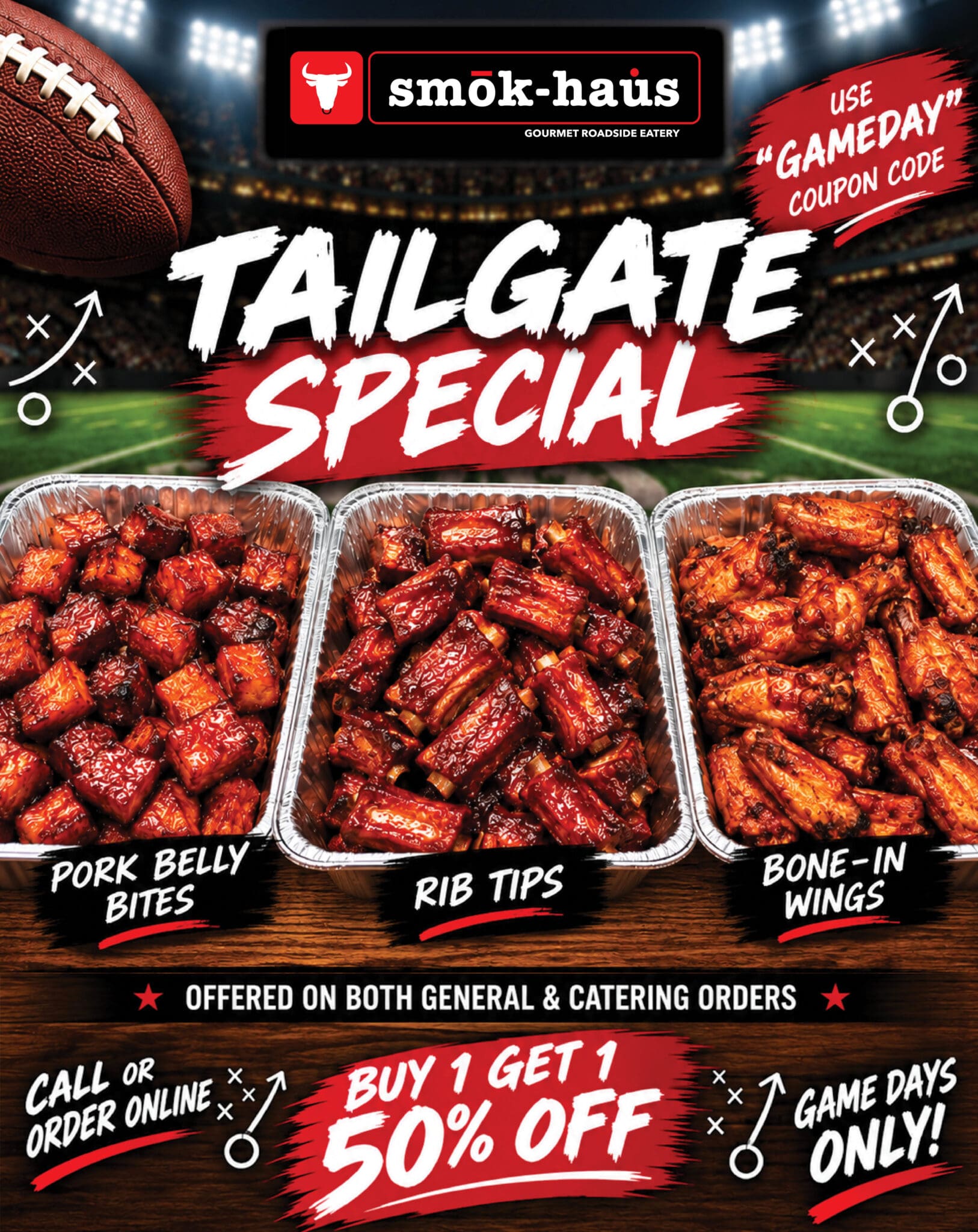Buy One Get One 50% Game Day Football Specials